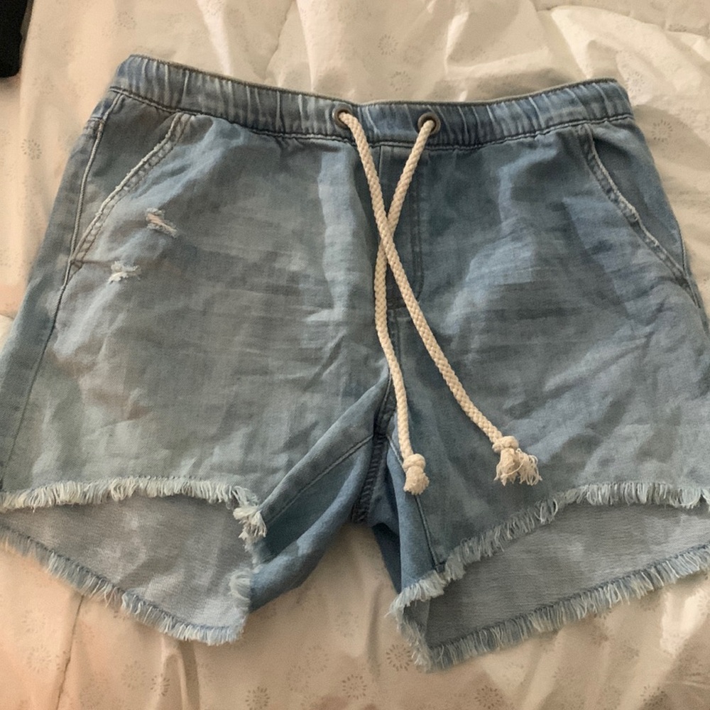 Aerie denim drawstring short. Stretch denim